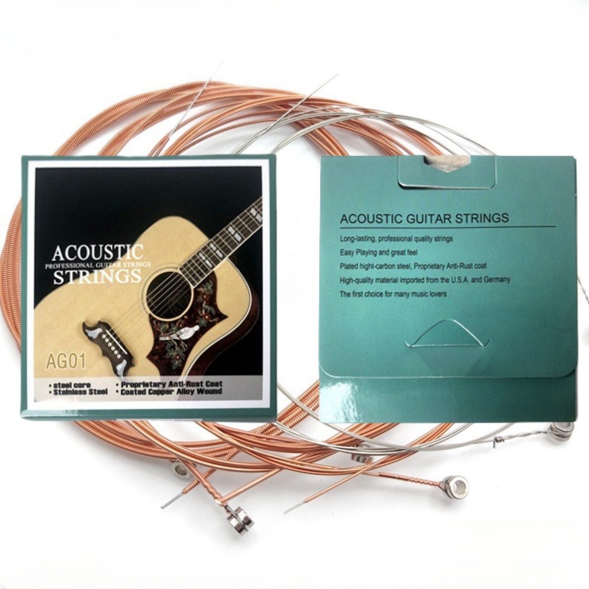 Musical Instrument Set - มิวาเยอร์ 1 ชุด/6 สาย AG01 สายกีตาร์อะคูสติก-แกนเหล็กคุณภาพ,เคลือบทองแดงอัลลอยด์
