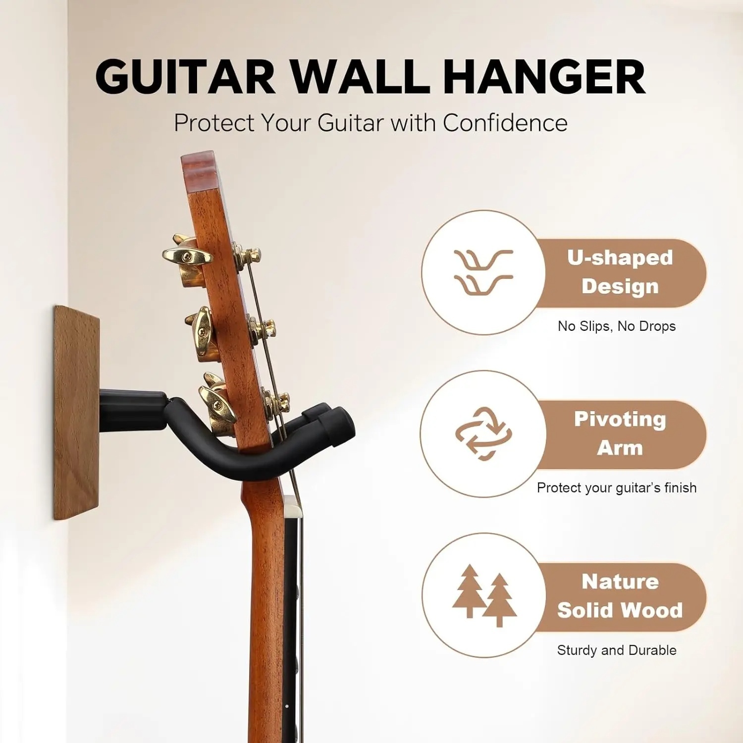 Musical Instrument In English - ที่แขวนกีตาร์แบบติดผนังสำหรับกีตาร์เบสไฟฟ้าและอูคูเลเล่ พร้อมอุปกรณ์เสริมสำหรับติดตั้ง
