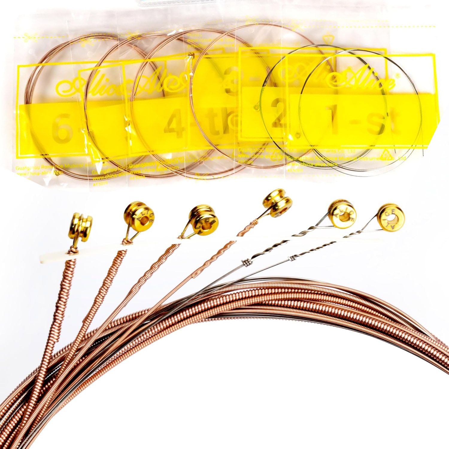 Musical Instrument Set - 2/6 ชิ้นชุดสายกีตาร์อะคูสติกคุณภาพสูงสายทองแดง 1-6 สำหรับกีตาร์อะคูสติกสแตนเลสเคลือบฟอสเฟอร์บรอนซ์