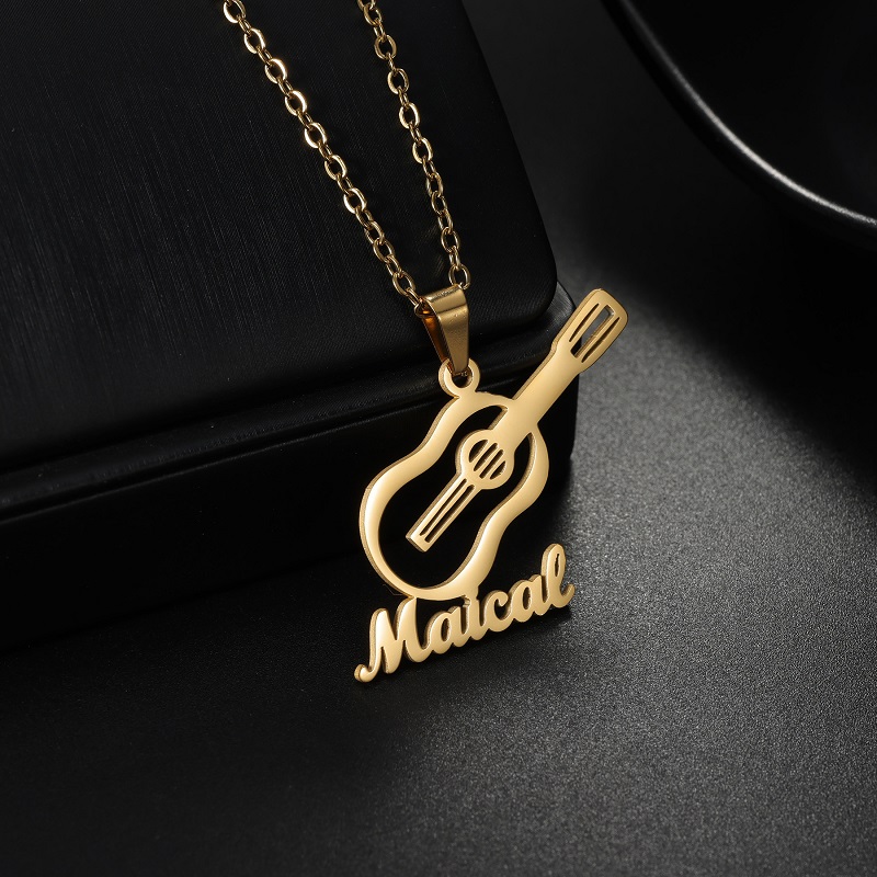 Musical Instrument And Names - สร้อยคอจี้เครื่องดนตรีแบบกำหนดเองได้ สร้อยคอสแตนเลสสตีล สร้อยคอแบบส่วนตัว ของขวัญสำหรับคนรักดนตรี ผู้หญิง ผู้ชาย