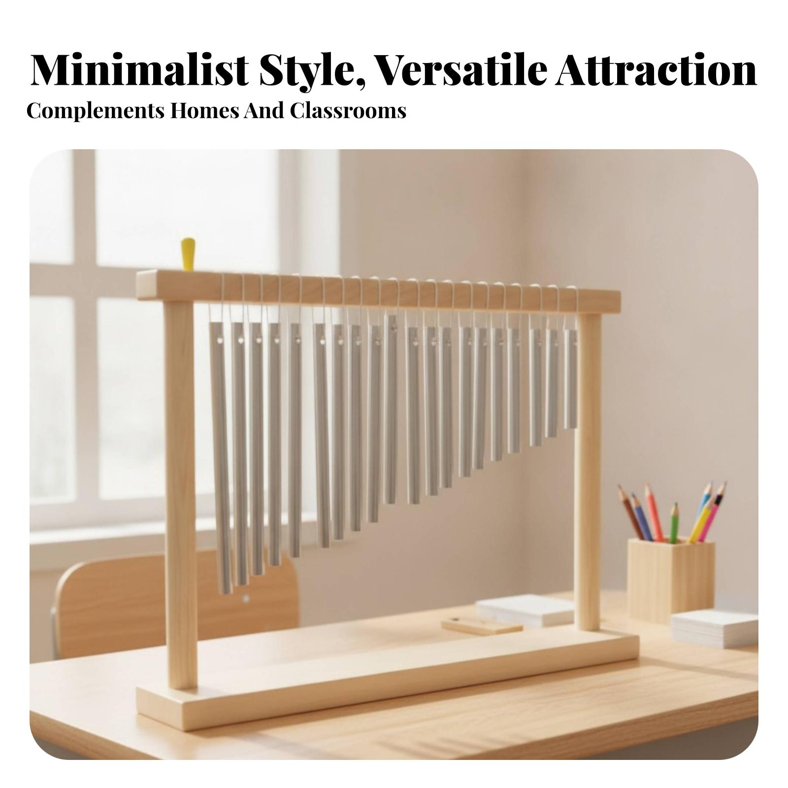 Musical Instrument Set - ของเล่นผ้า ระฆังลมท่อโลหะ เครื่องดนตรี ระฆังลมกรอบไม้ ชุดระฆังลมสำหรับฝึกซ้อมเครื่องดนตรีประเภทเพอร์คัชชันในโรงเรียน