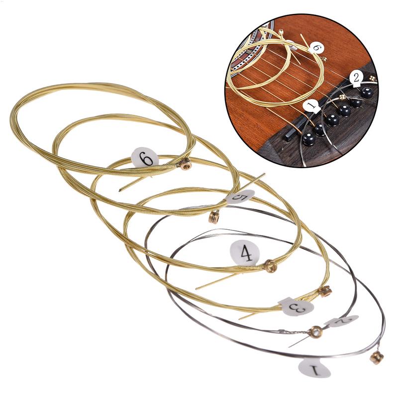 Musical Instrument Set - สายกีตาร์โปร่ง 6 เส้น/ชุด สายทองเหลืองแกนเหล็กหกเหลี่ยม สำหรับเครื่องดนตรี กีตาร์อะคูสติก