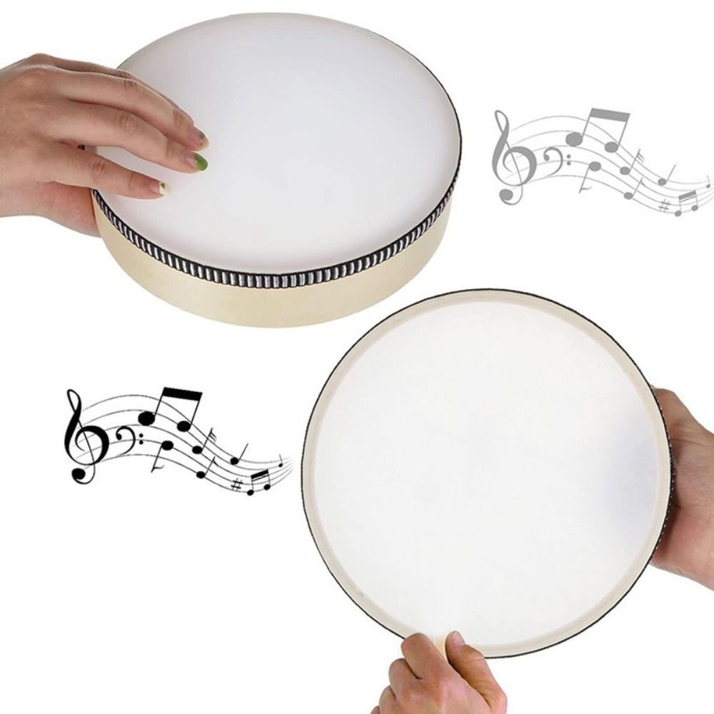 Musical Instrument With Hand - กลองไม้ขนาด 4/6/8/10 นิ้ว ของเล่นเครื่องดนตรีแบบมือถือ โครงไม้ ปลอดภัย