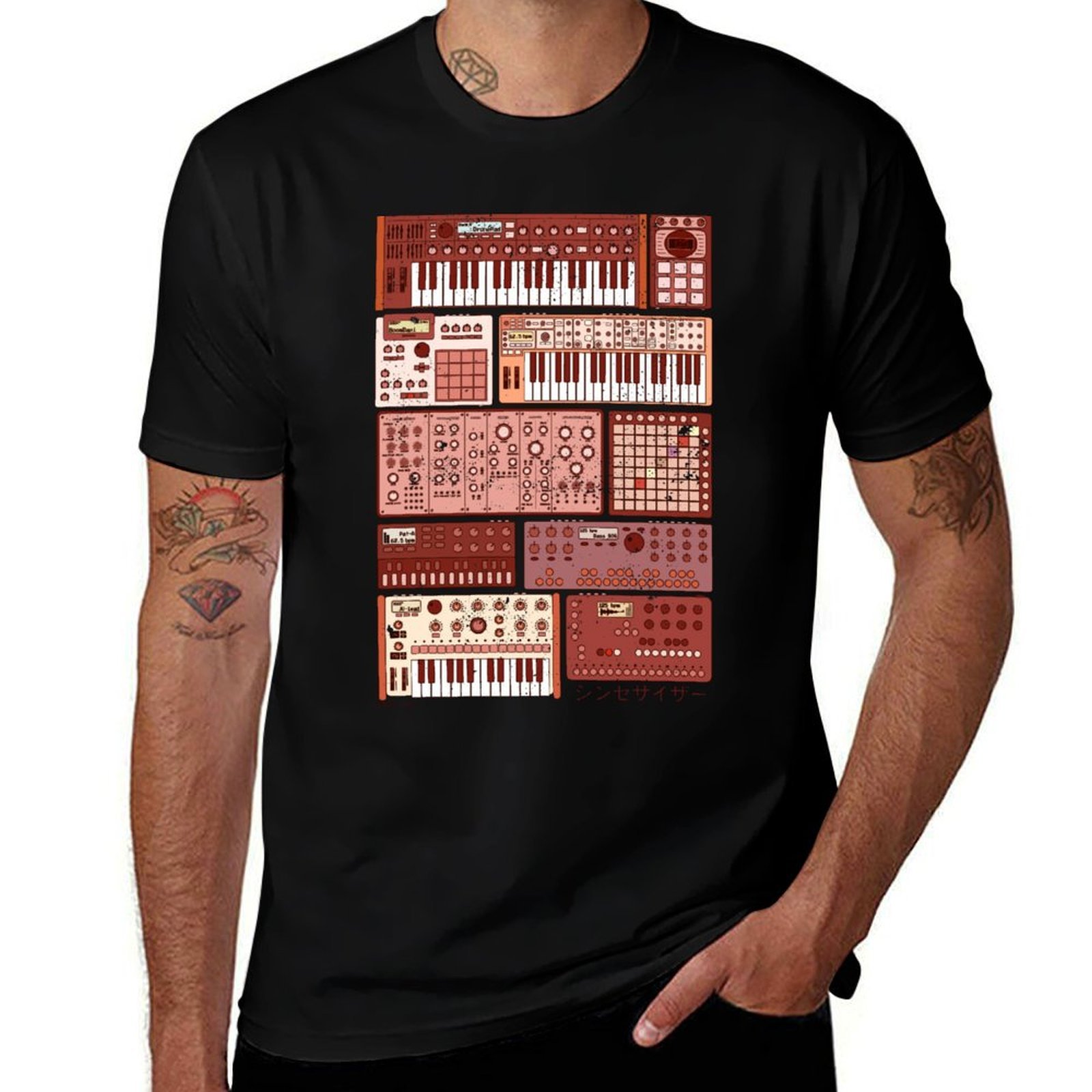 เสื้อยืดลายซินธิไซเซอร์และเครื - Musical Instrument Synthesizer บทวิจารณ์และราคา